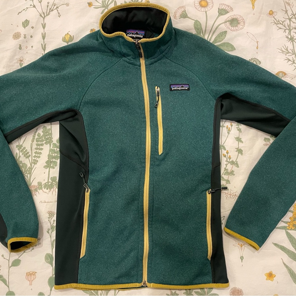 Patagonia Green Performance Jacket with Yellow Accents